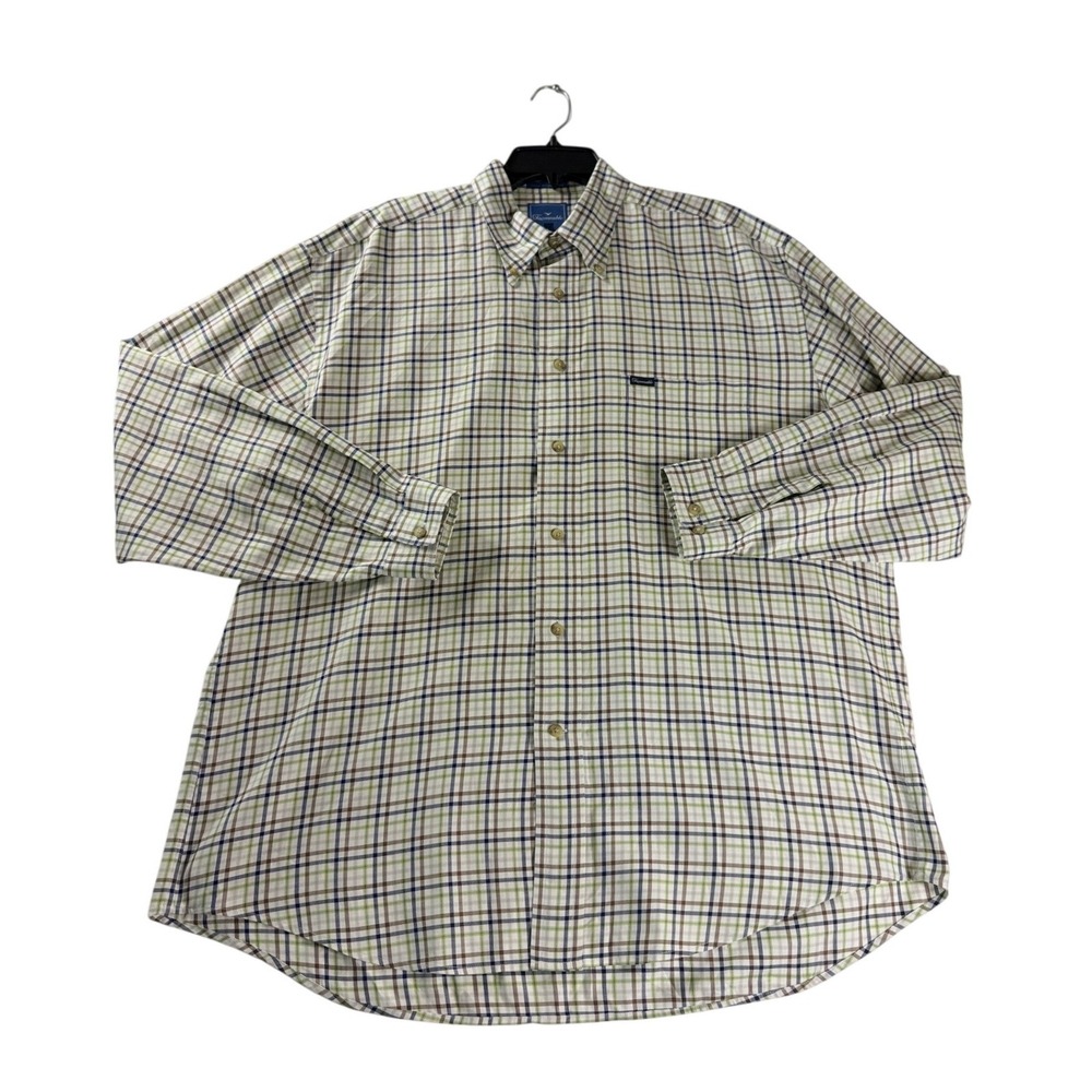 Faconnable Mens XL Plaid Button Down Shirt Long Sleeve Cotton Designed in France
